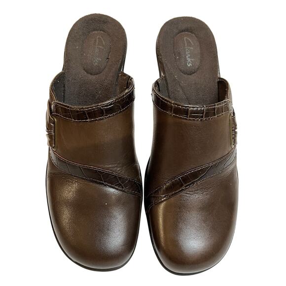 Clarks Bendables Womens Brown Slip-on Mules Leather Uppers Size 9, Comfort - Picture 1 of 7
